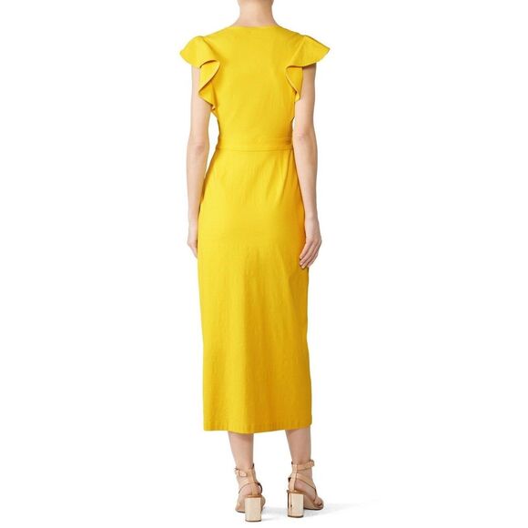 Rent the runway sz 6 sunshine yellow Walker A.L.C dress wrap midi short sleeve - Picture 2 of 8